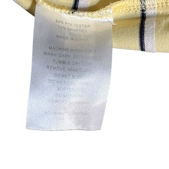 Footjoy FJ Mens Golf Polo Shirt Size Medium Yellow Stripe Short Sleeve Stretch - Picture 12 of 13